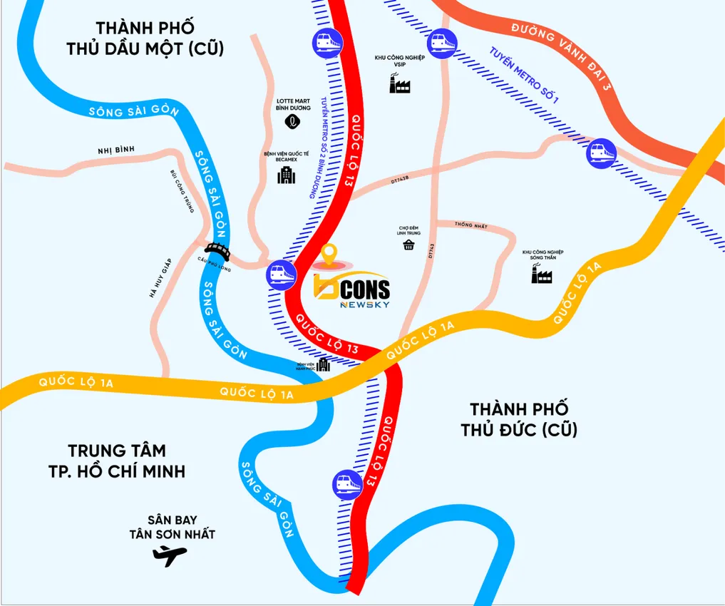 Bản đồ vị trí Bcons NewSky